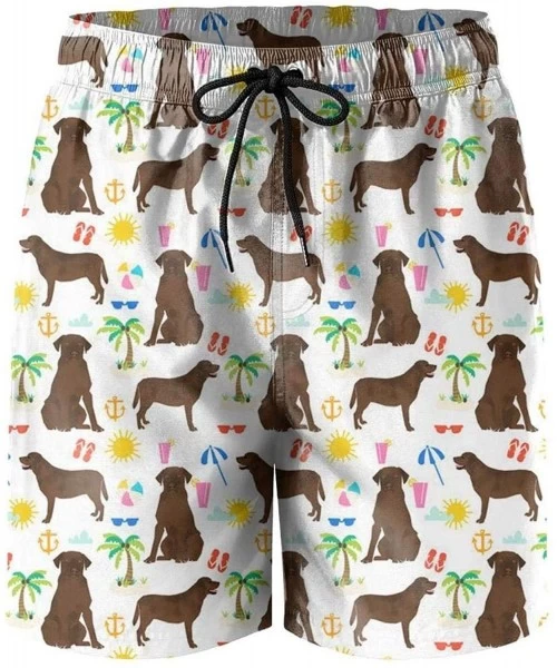 Board Shorts Beach Palm Tree flowerBoyrunning shortsCasual Beach Pants for Men - Retriever Chocolate Lab - CA18R8XYWLK