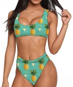 Sets Women Printed Two Pieces High Waisted Cheeky Bikini Sets Low Scoop Crop Swimsuit - Pattern-23 - CA194XCQDUU