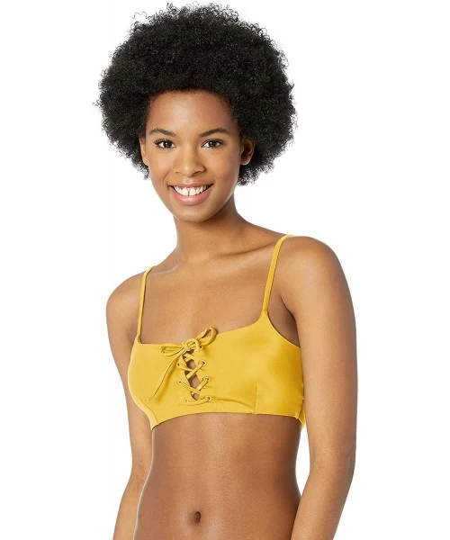 Tops Women's Solid Laced Bikini Top - Mustard - CN18EQXZRSK