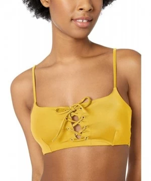 Tops Women's Solid Laced Bikini Top - Mustard - CN18EQXZRSK