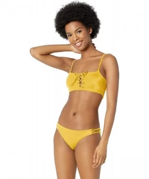 Tops Women's Solid Laced Bikini Top - Mustard - CN18EQXZRSK