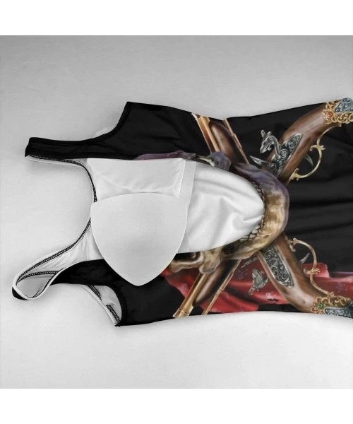 One-Pieces Pirate Captain Skull Muskets Skulls with Scarf Backless Swimsuit One Piece Swimsuits for Women Tummy Control Bathi...