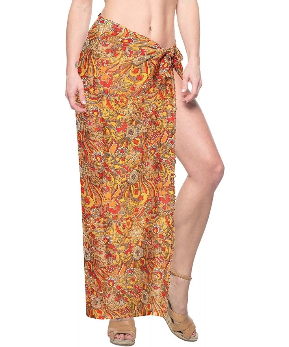 Cover-Ups Women's Plus Size Beach Coverup Pareo Canga Swimsuit Sarong Full Long A - Brown_a582 - CU18E5LKSRW