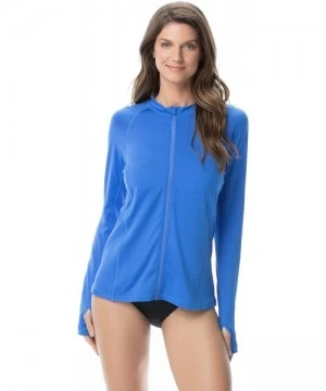 Rash Guards Swim Long Sleeve Solids Bay Blue - C919DG67E07