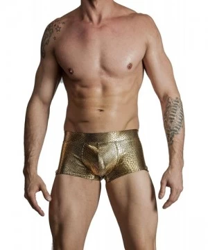 Racing Mens New Printed Hot Body Boxer Swimsuit - Gold Snake - CX11ISG0Y2J