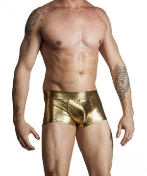 Racing Mens New Printed Hot Body Boxer Swimsuit - Gold Snake - CX11ISG0Y2J