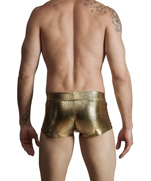 Racing Mens New Printed Hot Body Boxer Swimsuit - Gold Snake - CX11ISG0Y2J