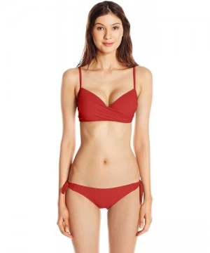 Tankinis Women's Sash Tie Side Med Bikini Bottom Swimwear - So Soft Sienna - C012NUV67PX