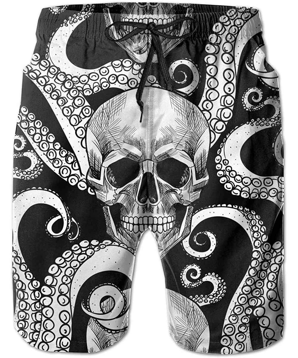 Board Shorts Skull and Tentacles of The Octopus Mens Quick Dry Swim Trunks Beach Board Mesh Lining Shorts - C518RXQ7TLI