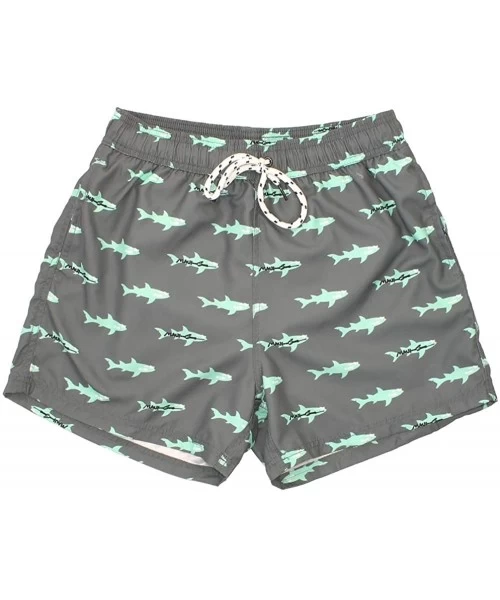 Trunks Men's Classic Shark Swim Trunk- Charcoal - CM18UITRAH6