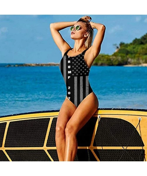 Racing Women Trump 2020 Vintage USA Flag One Piece Bathing Suit Monokini Swimsuit Swimwear - Trump 2020 Vintage Usa Flag - CY...