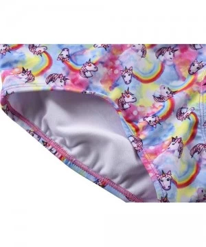 One-Pieces Girl's One Piece Bikini Swimwear Ruffle Swimsuits Cross Back Bathing Suits for Kid - Rainbow Unicorn - CC18TTSDTLR