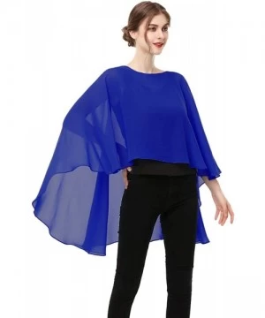 Cover-Ups Soft Chiffon Capelet capes Poncho Stole For Womens Cover Up - Royal Blue - CG19C68R8Y7