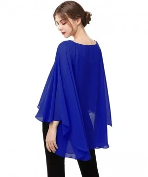 Cover-Ups Soft Chiffon Capelet capes Poncho Stole For Womens Cover Up - Royal Blue - CG19C68R8Y7