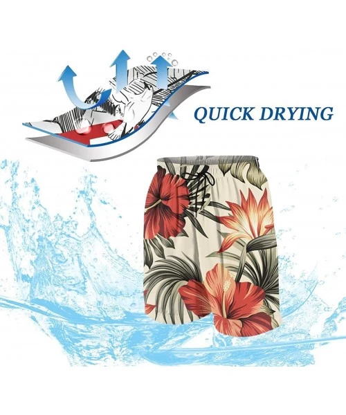 Board Shorts Men's Beach Swim Trunks-Short Pants-Watercolor Peacock Sitting On Tree - 10 - CS19CY6WK2G