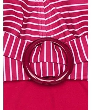 One-Pieces Womens Halter Striped One Piece Monikini Swimsuits High Waisted Bathing Suit Swimwear - Red-strips - CU196YRLYOS