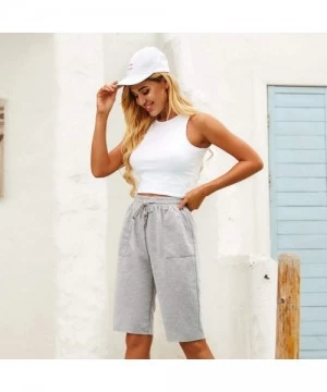 Board Shorts Classic & Sporty Knee Length Bermuda Shorts High Waist Casual Shorts with Pockets - Grey - C61906SY06S