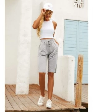 Board Shorts Classic & Sporty Knee Length Bermuda Shorts High Waist Casual Shorts with Pockets - Grey - C61906SY06S