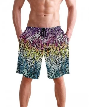 Trunks Colorful Leopard South Carolina Men's Swim Trunks Beach Shorts with Pockets - Colorful Leopard South Carolina - CL18Q5...