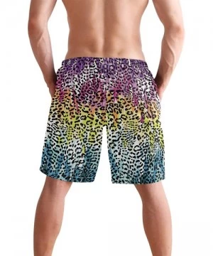 Trunks Colorful Leopard South Carolina Men's Swim Trunks Beach Shorts with Pockets - Colorful Leopard South Carolina - CL18Q5...