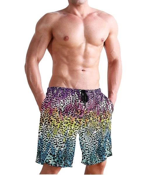 Trunks Colorful Leopard South Carolina Men's Swim Trunks Beach Shorts with Pockets - Colorful Leopard South Carolina - CL18Q5...