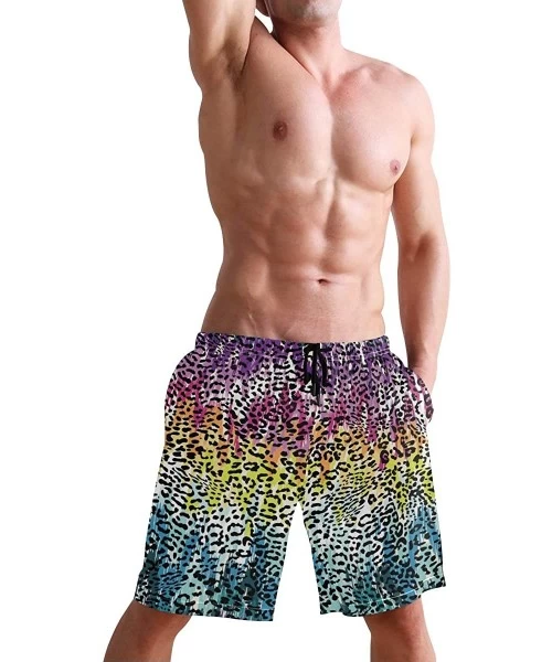 Trunks Colorful Leopard South Carolina Men's Swim Trunks Beach Shorts with Pockets - Colorful Leopard South Carolina - CL18Q5...