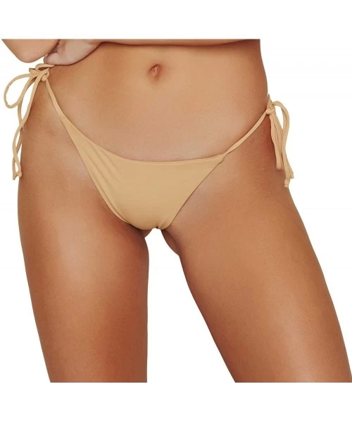 Bottoms Women's Seamless Tie Side Cheeky Bikini Bottom - Nude - C118T3EZRK5