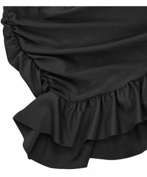 Bottoms Women Black Overlapping Ruffled Mini Swim Skirt with Panty - Black - C518LSY62Y9