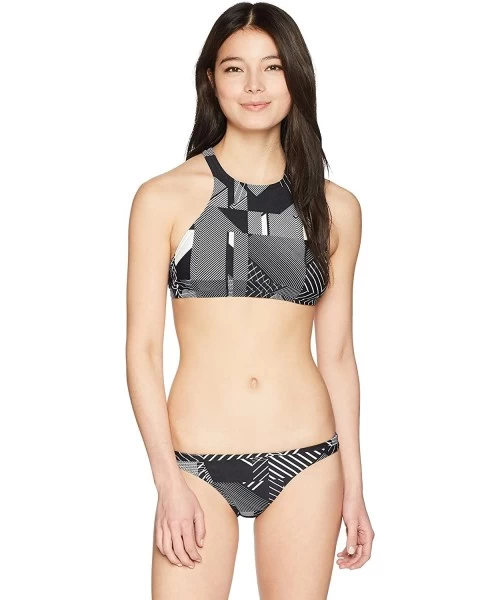 Tops Womens Rule Breaker Think Crop Top MaxLife Bikini Top - Geometric Black - CT18CLE7656