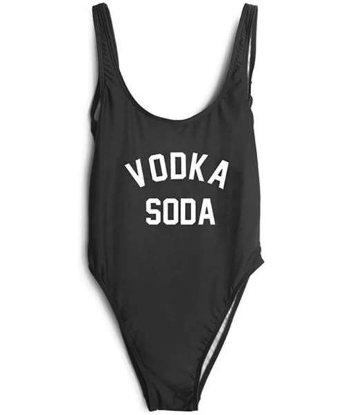 One-Pieces Fuego One Piece Swimsuit/Bodysuit Black Red White S- M- L- XL - Vodka Soda-black - CV18KC3K2SK