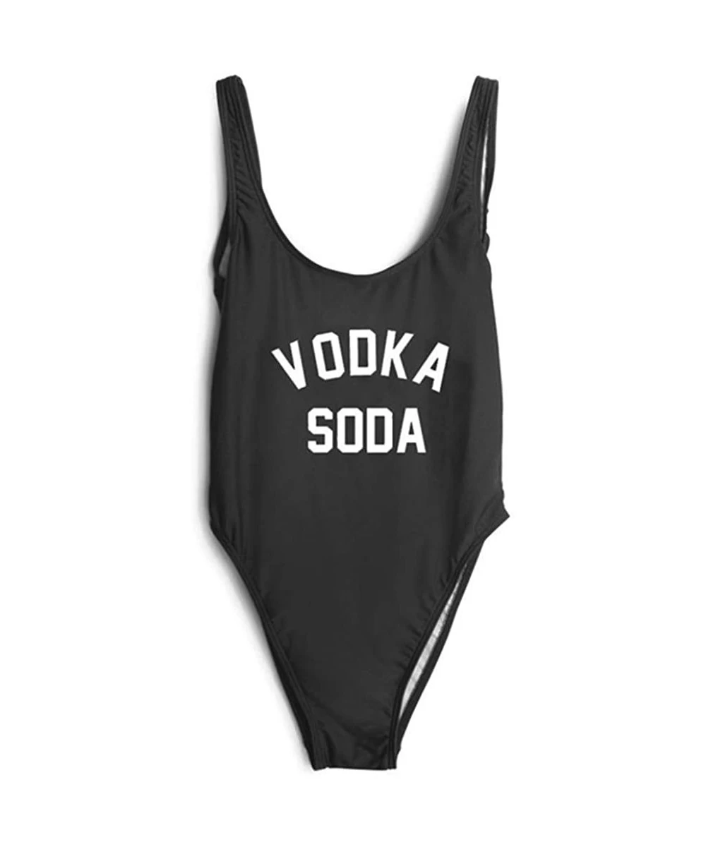 One-Pieces Fuego One Piece Swimsuit/Bodysuit Black Red White S- M- L- XL - Vodka Soda-black - CV18KC3K2SK