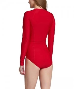 Racing Women's Long Sleeve One Piece Sun Protection Rash Guard Rashguard UPF 50+ Wetsuit Swimsuit - Red - C7198R9HNRT