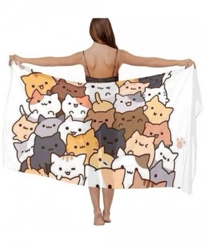 Cover-Ups Women Fashion Shawl Wrap Summer Vacation Beach Towels Swimsuit Cover Up - Cute Kitten Cat - C4190HHS8WL