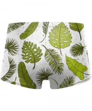 Briefs Men's Swimwear Swim Trunks Peacock White Boxer Brief Quick Dry Swimsuits Board Shorts - Palm Tree Leaves - C619DYWGA4W