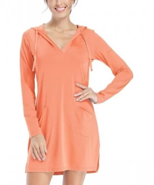 Racing Women's UPF 50+ Cover-Up Dress Beach SPF Long Sleeve Shirt Dress Sun Protection Hiking Beach - Pink - CW19CLUN0AX