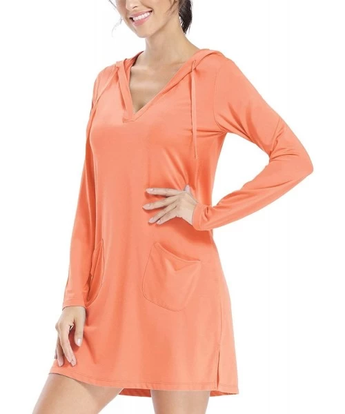 Racing Women's UPF 50+ Cover-Up Dress Beach SPF Long Sleeve Shirt Dress Sun Protection Hiking Beach - Pink - CW19CLUN0AX