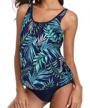 One-Pieces Women Two Piece Swimsuit High Neck Floral Printed Racerback Tankini Sets Tummy Control Swimwear Bathing Suits 02 G...