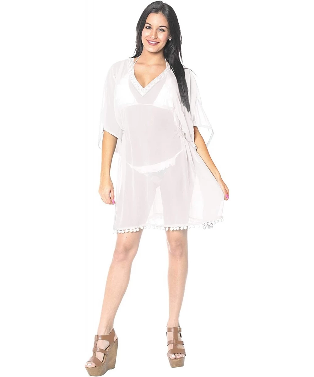 Cover-Ups Women's Beach Swimsuit Bathing Suit Cover Ups for Swimwear Short Mini B - Cool White_g799 - CG11EQJO2L1