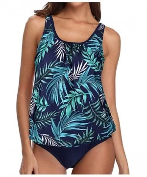 One-Pieces Women Two Piece Swimsuit High Neck Floral Printed Racerback Tankini Sets Tummy Control Swimwear Bathing Suits 02 G...