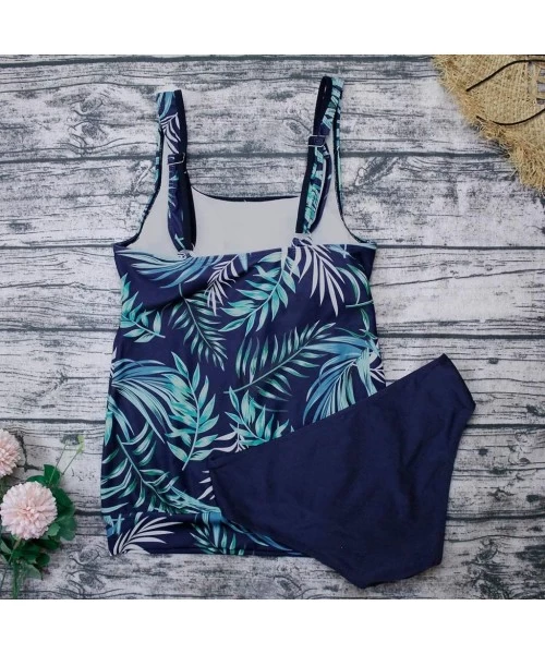 One-Pieces Women Two Piece Swimsuit High Neck Floral Printed Racerback Tankini Sets Tummy Control Swimwear Bathing Suits 02 G...