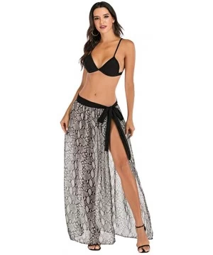 Cover-Ups Chiffon Thin Sarong Wrap Geometrical Design Plus Size Beach Cover Up - E-gray - C819CDGG79G