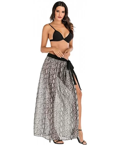 Cover-Ups Chiffon Thin Sarong Wrap Geometrical Design Plus Size Beach Cover Up - E-gray - C819CDGG79G