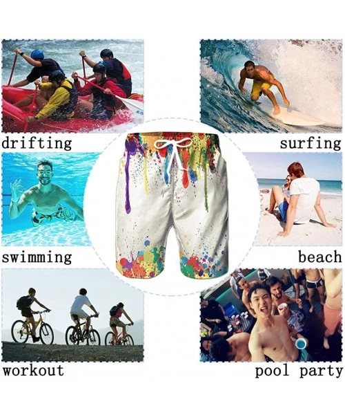 Board Shorts Men's Swim Trunks Beach Board Shorts Quick-Dry Beachwear Bathing Suit Mesh Liner Swim Shorts - Style 07 - CC18GA...