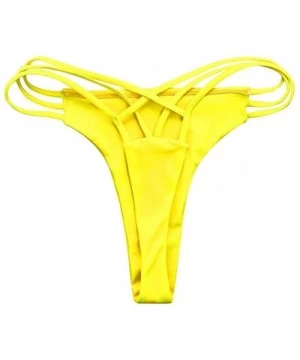 Tankinis Micro Cut Out Booty Shorts Strappy Low Rise Bikini Bottoms - Yellow - C2196IWANTC