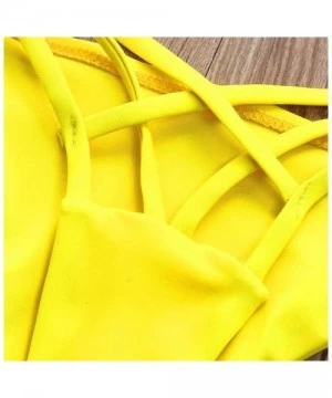 Tankinis Micro Cut Out Booty Shorts Strappy Low Rise Bikini Bottoms - Yellow - C2196IWANTC