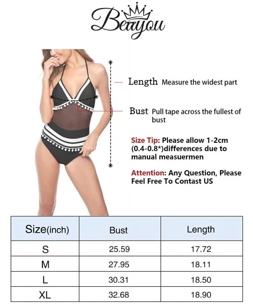 One-Pieces Womens One Piece Striped Tassel Trim Top Halter Straps Swimsuit Monokini Bathing Suit Swimwear - Black - C7194HIQWGU