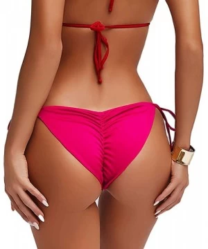 Bottoms Womens Swimwear Sexy Tie Side Sweet Heart Brazilian Bikini Bottom Hipster Swimsuit Beachwear Swimwear 1 Neon Pink - C...