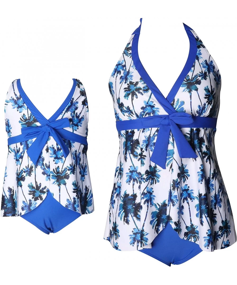 One-Pieces Mother and Daughter Swimwear Family Matching Swimsuit Girls Swimwear - Coconut Floral Bowknot - CL1953UMZTZ