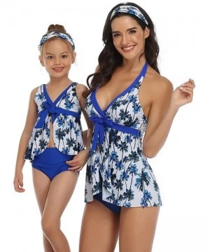 One-Pieces Mother and Daughter Swimwear Family Matching Swimsuit Girls Swimwear - Coconut Floral Bowknot - CL1953UMZTZ