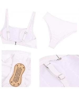 Sets Women Square Neck Crop Top High Waisted Cheeky Bikini Bathing Suit White XL - C718SSQKGES